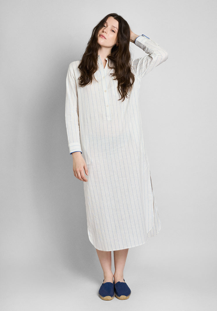 Georgia Kaftan in Linen-Cotton Baker Stripe
